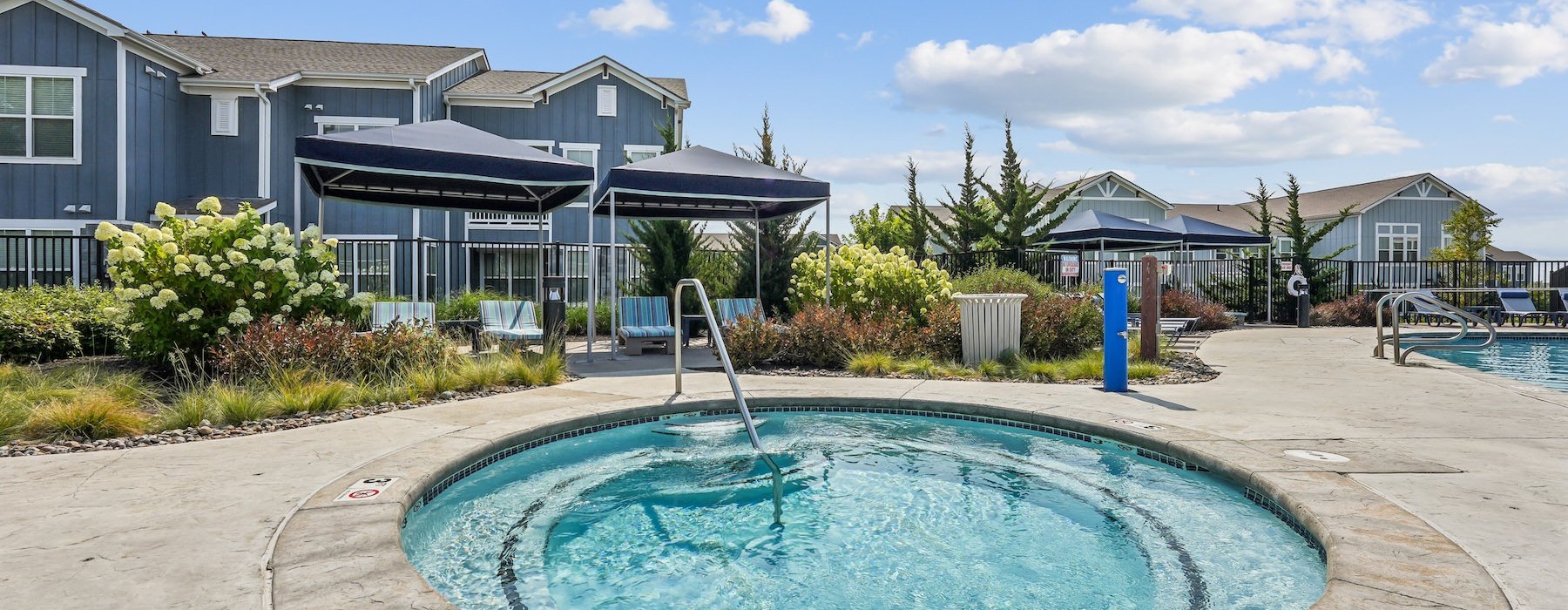 a swimming pool in a courtyard